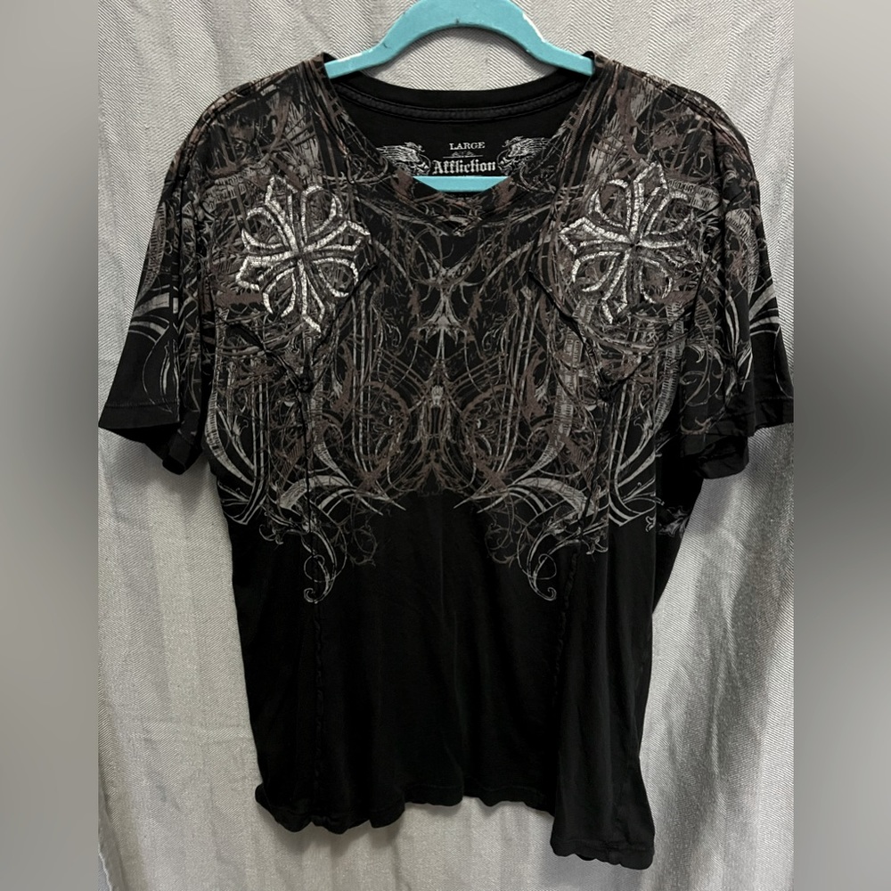 Affliction Tshirt, black/brown